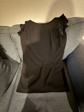 LOFT Black Ruffle Sleeve Mini Dress